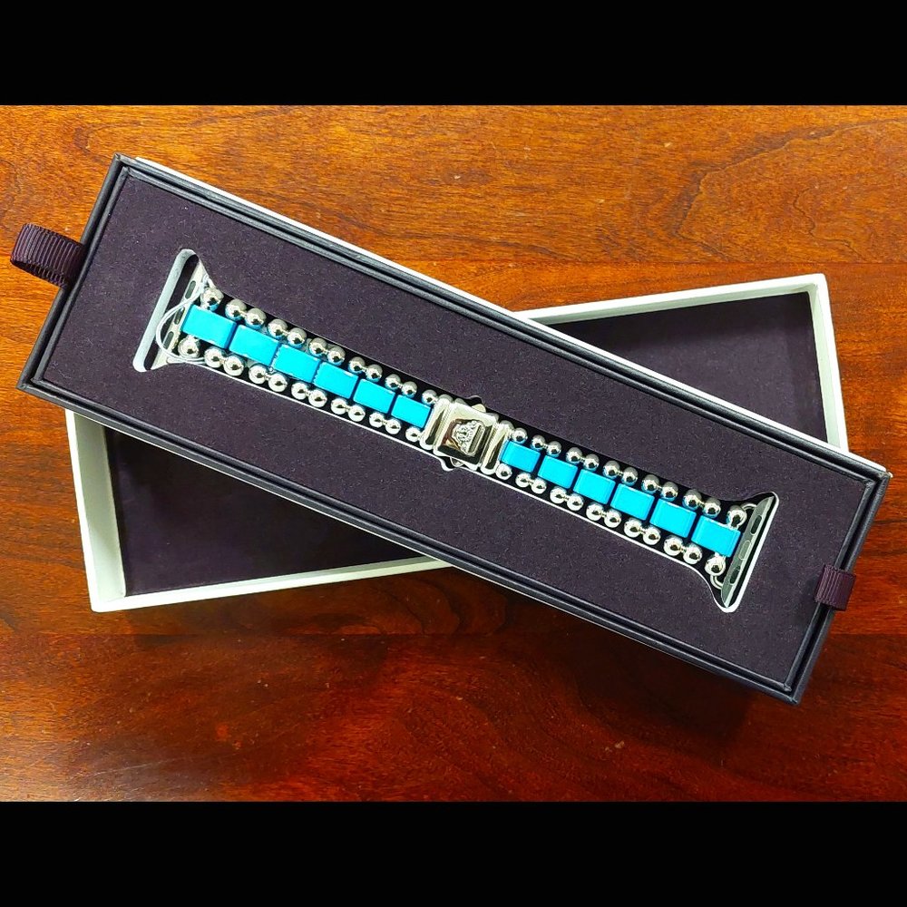 Lagos Smart Caviar Stainless Steel Blue Ceramic Bracelet for Apple Watch.